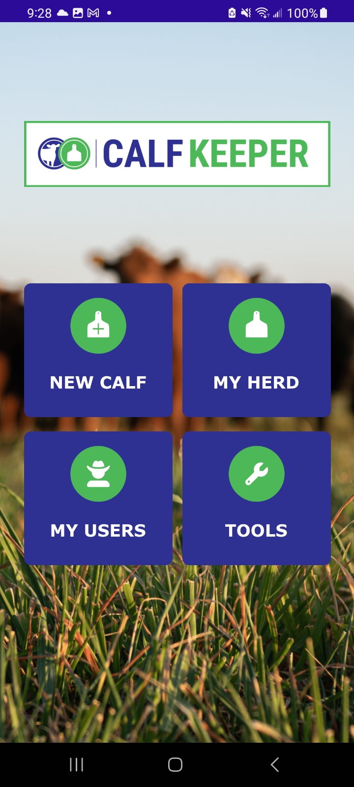 Calf Keeper calving book app home screen showing herd overview and animal counts
